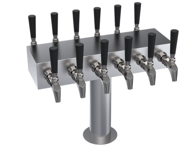 Product image #1 for Krowne 12-Faucet Double-Sided T-Head Glycol-Cooled Countertop Beer Tower, 18-Inch