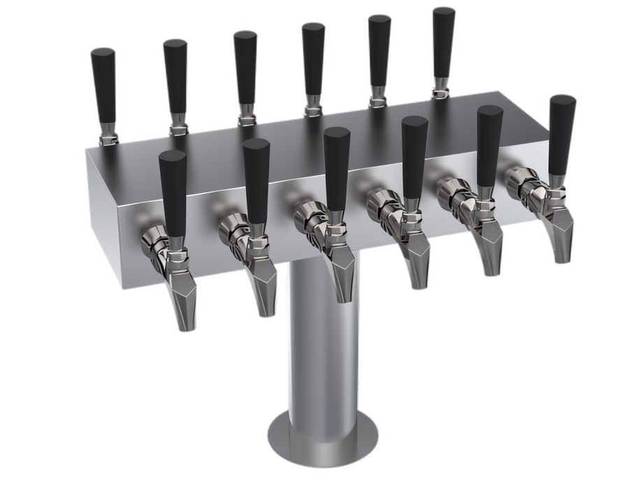 Product image #1 for Krowne 12-Faucet Double-Sided T-Head Glycol-Cooled Countertop Beer Tower, 18-Inch