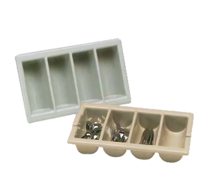 Product image #1 for Traex® 4-Compartment Plastic Silverware Cutlery Box with Handles, Gray