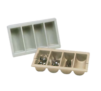 Traex® 4-Compartment Plastic Silverware Cutlery Box with Handles, Gray