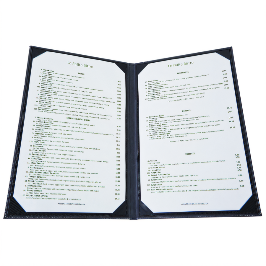 Product image #1 for Winco Double-Fold Leather-Like Legal-Size Menu Cover for 8-1/2 x 14 Inch Paper, Black