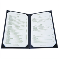 Winco Double-Fold Leather-Like Legal-Size Menu Cover for 8-1/2 x 14 Inch Paper, Black