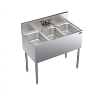 Krowne Royal Series 36-Inch Three-Compartment Underbar Sink Unit with Swing Spout Faucet