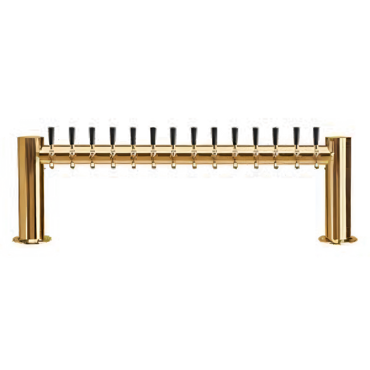Product image #1 for Metropolis H 50-Inch Wide Countertop 14-Faucet Glycol-Cooled Draft Beer Tower, PVD Brass Finish