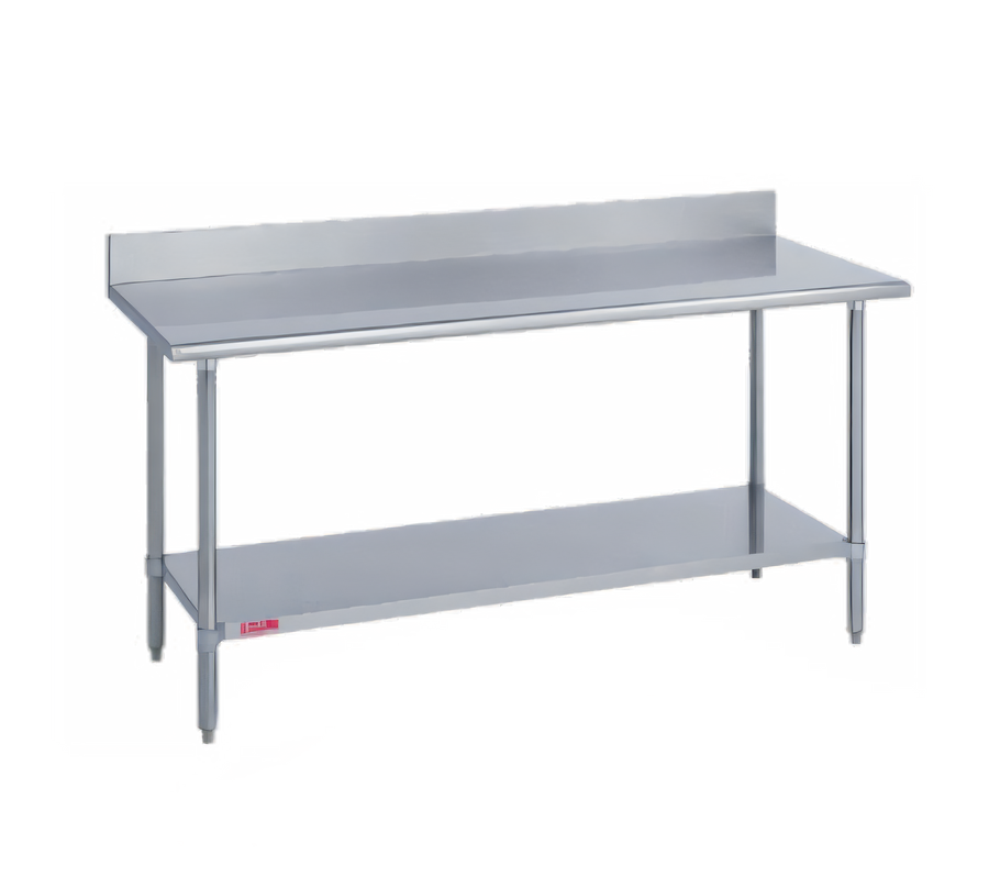 Product image #1 for 132-Inch x 24-Inch 14-Gauge Stainless Steel Work Table with 5-Inch Riser and Undershelf