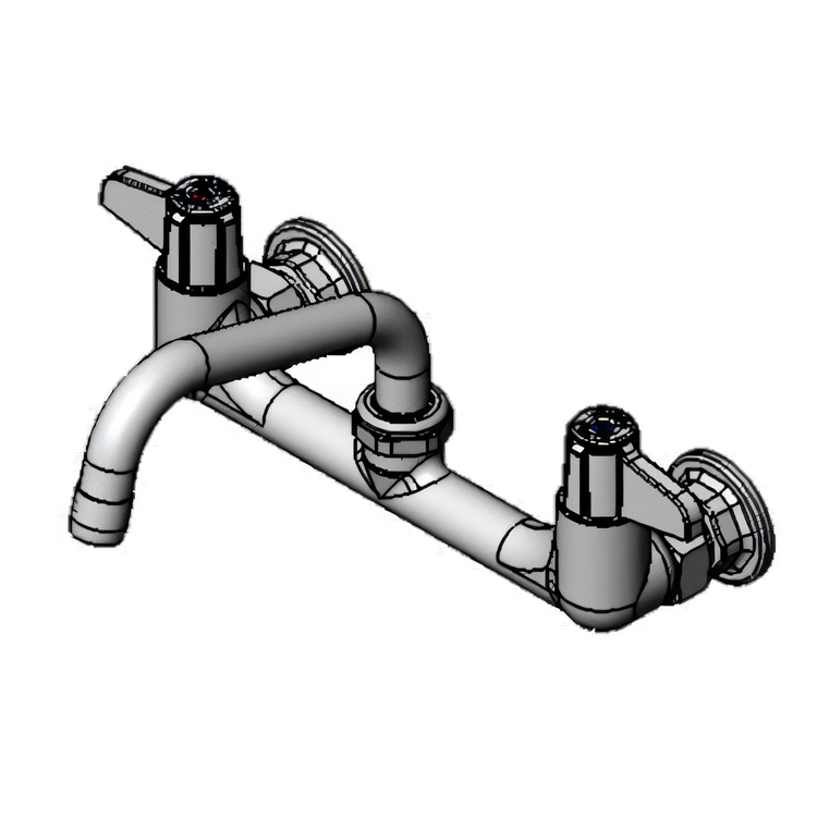 Product image #1 for T&S Brass equip 8-Inch Wall-Mount Mixing Faucet with 6-Inch Swing Nozzle and Lever Handles