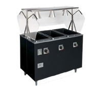Vollrath 2-Series Affordable Portable Deluxe 4-Well Hot Food Station with Breath Guard and Enclosed Storage Base