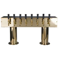 Micro Matic USA Double Pedestal Countertop Air-Cooled Draft Beer Tower, 8 Faucets, PVD Brass Finish