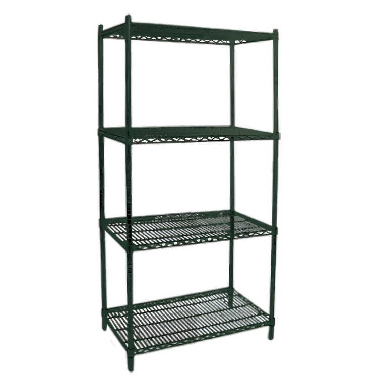 Product image #1 for Omcan USA Stationary 4-Shelf Wire Shelving Unit, 48"W x 24"D x 72"H, Green Epoxy Finish