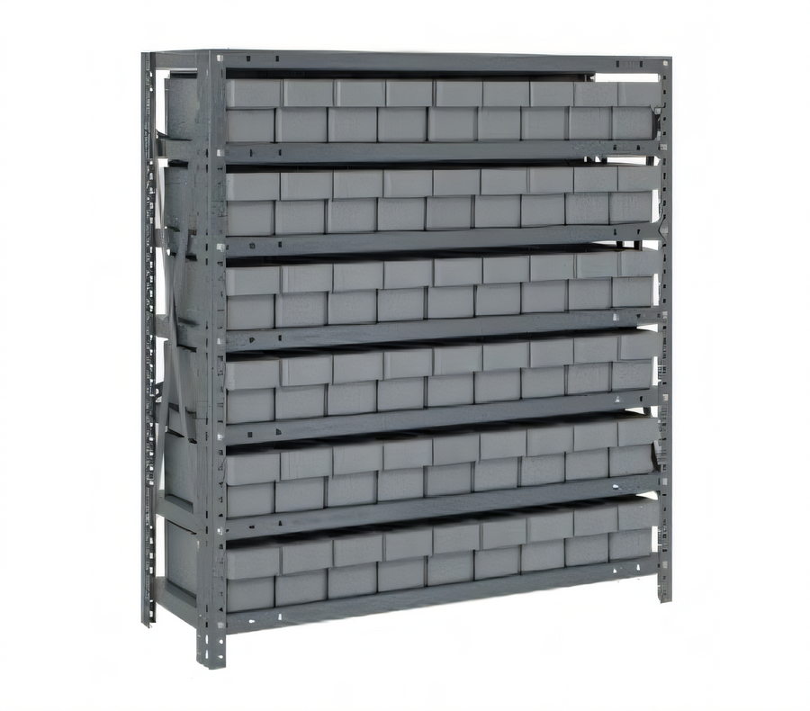 Product image #1 for Quantum Heavy-Duty Stationary Wire Shelving Unit with 7 Shelves and 54 Bins, 36 x 18 x 39 Inches