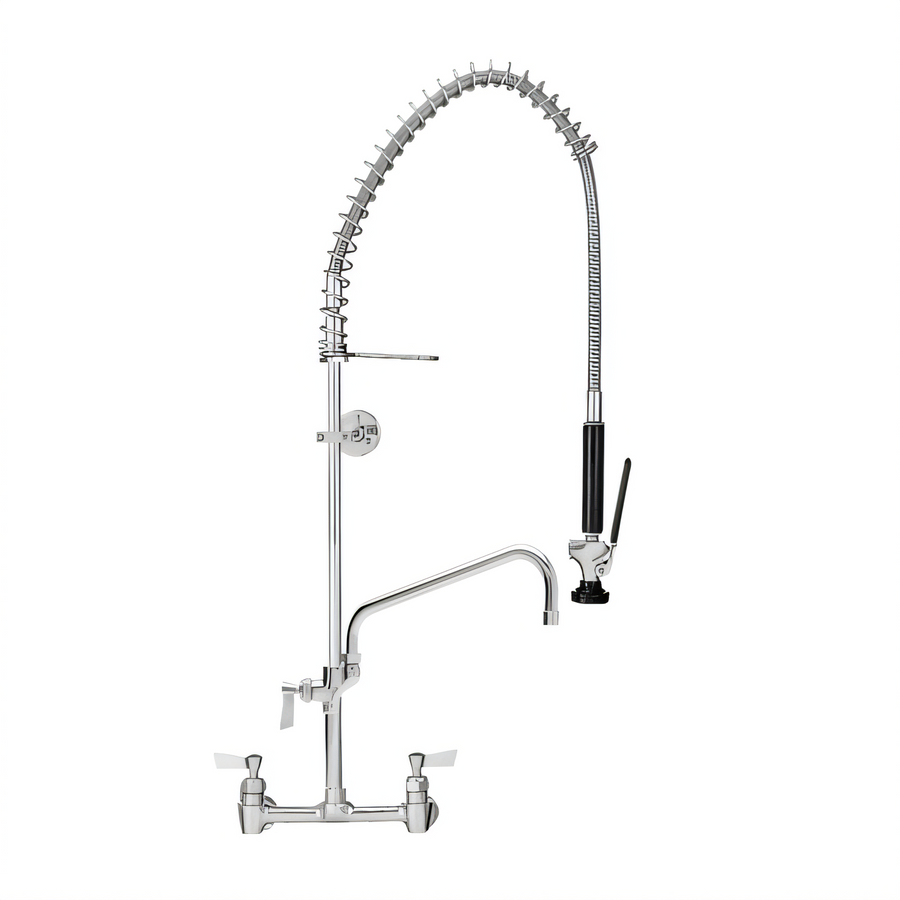 Product image #1 for Fisher Stainless Steel Spring Pre-Rinse Add-On Faucet with 6-Inch Swing Spout, 8-Inch Backsplash Mount