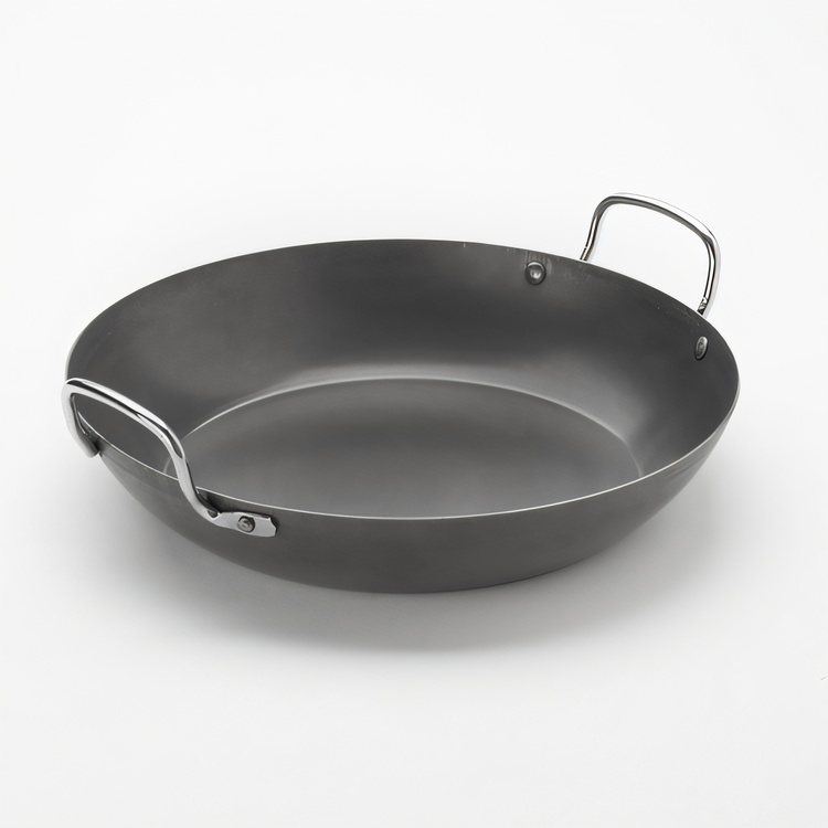 Product image #1 for American Metalcraft Black Steel Round Paella Pan, 82 oz.