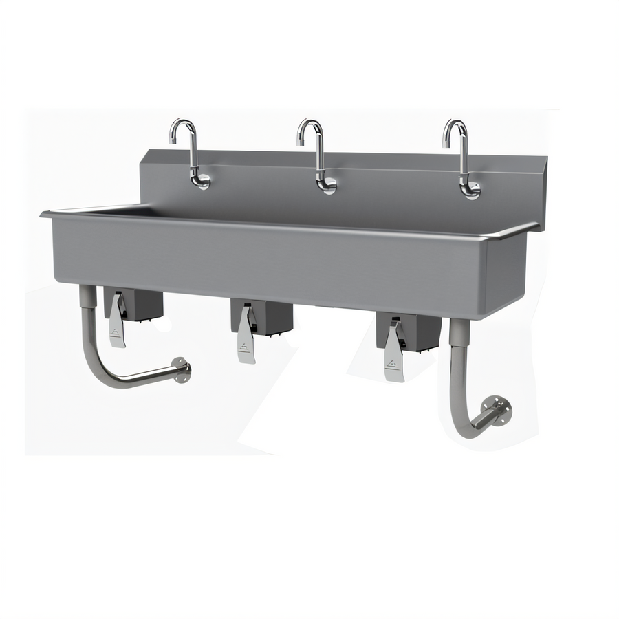 Product image #1 for Advance Tabco FS-WM-60KV 60-Inch 3-Station Wall-Mounted Multiwash Hand Sink with Knee Valves
