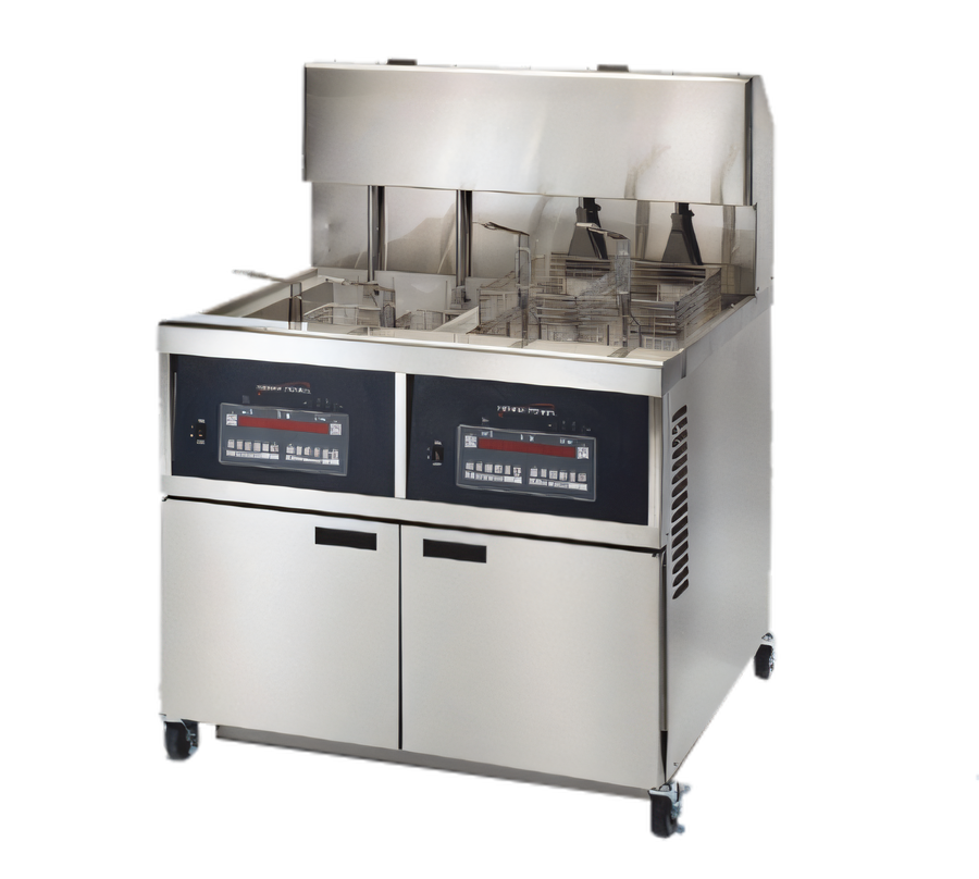 Product image #1 for Henny Penny OGA-342 2-Well Gas Auto Lift Open Fryer with Computron 8000 Controls, Built-In Filtration, 90 lb Fat Capacity