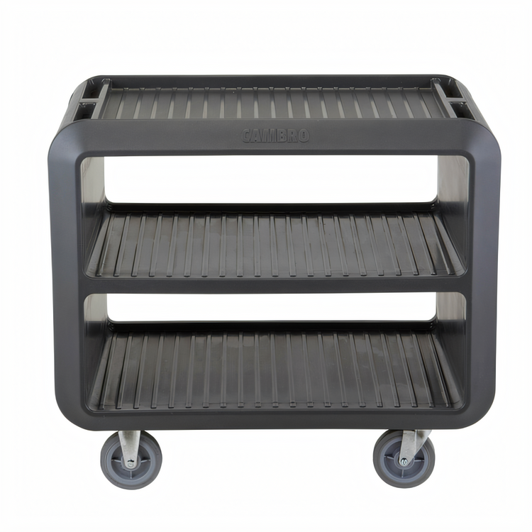 Product image #1 for Cambro Service Cart Pro Large Open-Sides 3-Shelf Bus Cart, 600 lb. Capacity, Charcoal Gray