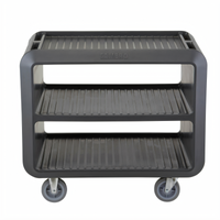 Cambro Service Cart Pro Large Open-Sides 3-Shelf Bus Cart, 600 lb. Capacity, Charcoal Gray