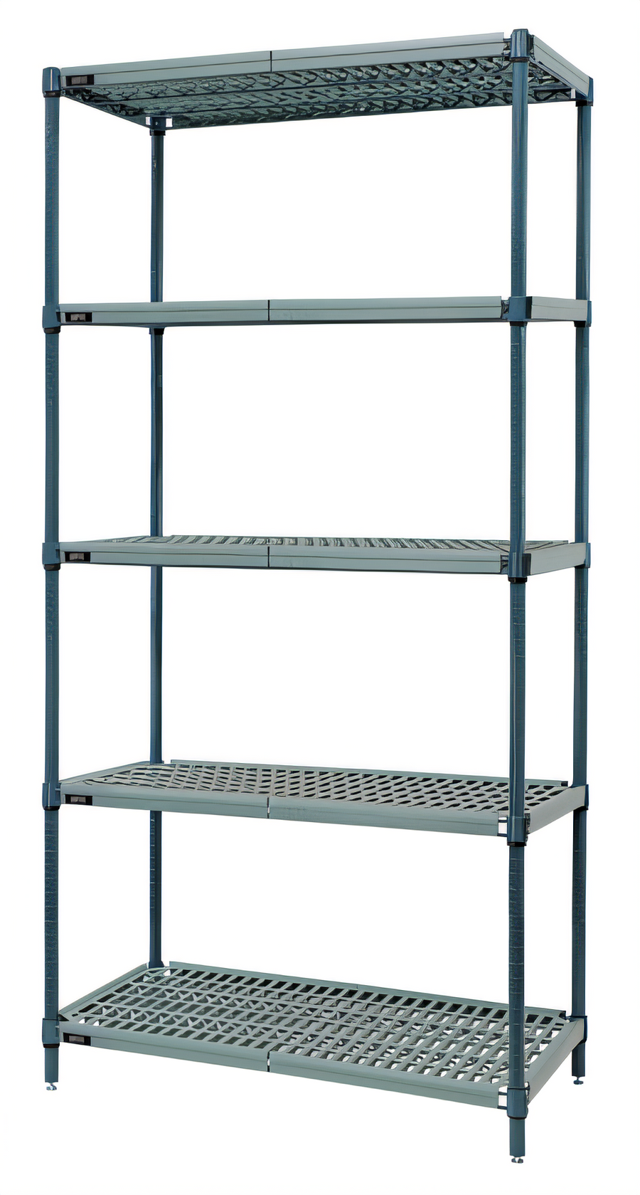 Product image #1 for Quantum 5-Tier Stationary Wire Plastic Mat Shelving Unit, 42W x 24D x 86H, Green Epoxy Antimicrobial