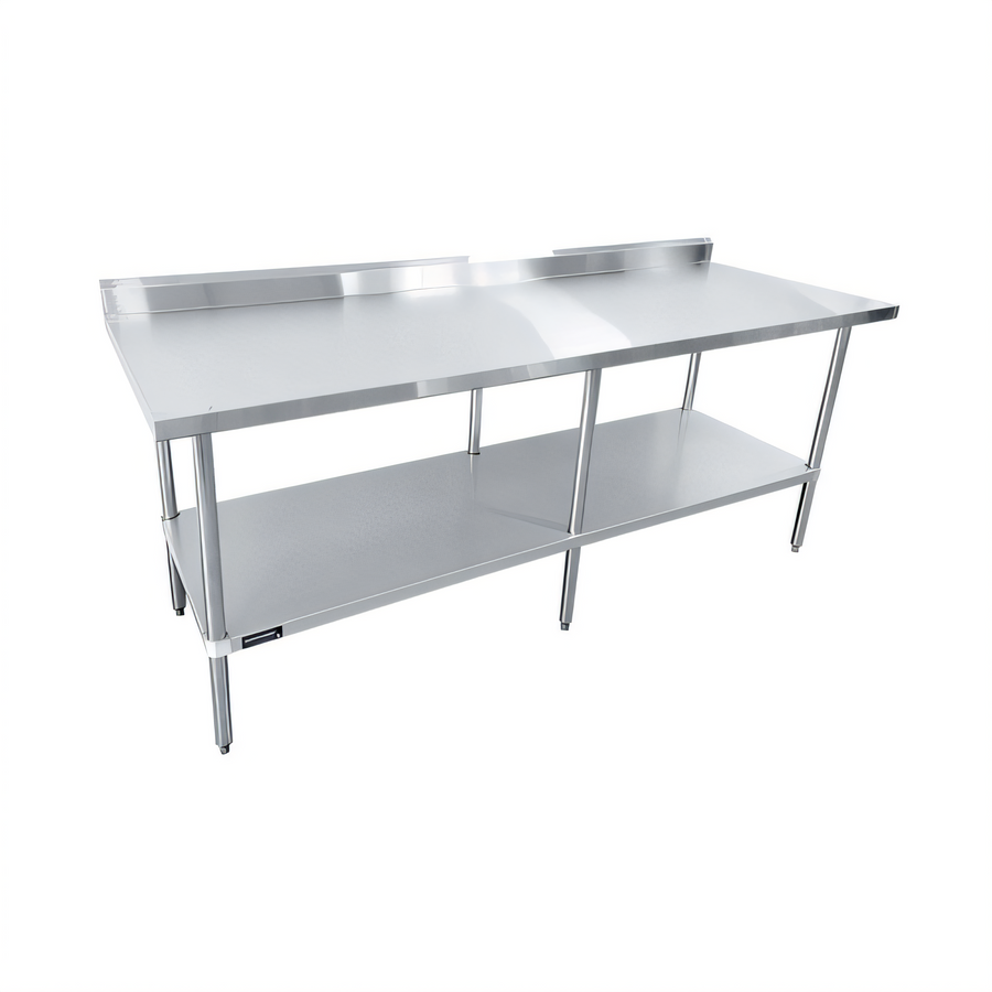Product image #1 for Sapphire 96-Inch x 30-Inch x 35-Inch Stainless Steel Worktable with 5-Inch Backsplash and Undershelf