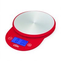CDN Digital Portion Control Food Scale with 4-1/2 Inch Round Stainless Steel Platform, 11 lb Capacity, Red