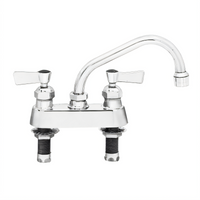 Fisher Stainless Steel 4-Inch Center Deck Mount Manual Faucet with 6-Inch Swing Spout and Lever Handles