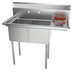 Thumbnail image #1 for KoolMore 43-Inch Two-Compartment Stainless Steel Commercial Sink with Right-Hand Drainboard and Backsplash