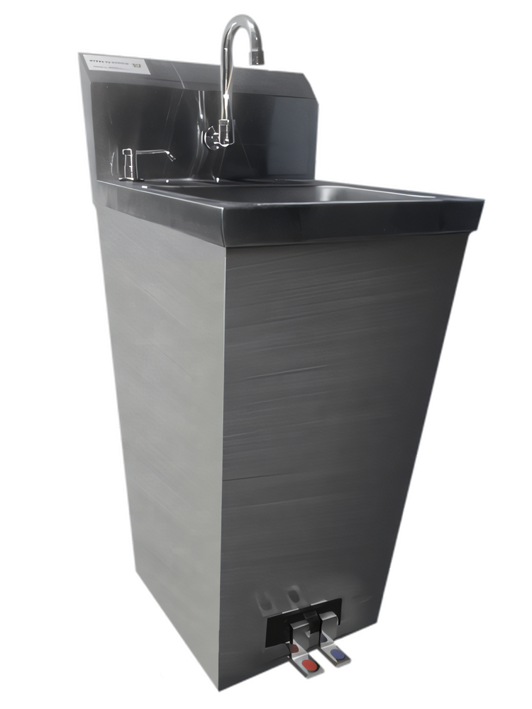 Product image #1 for Steel Works Stainless 18-Gauge 304 Stainless Steel Pedestal Hand Sink with Gooseneck Faucet and Soap Dispenser