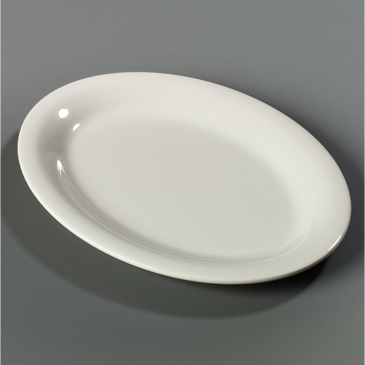 Product image #2 for Sierrus Oval Melamine Platter with Elevated Foot, 9-1/2 x 7-1/4 Inch, Bone