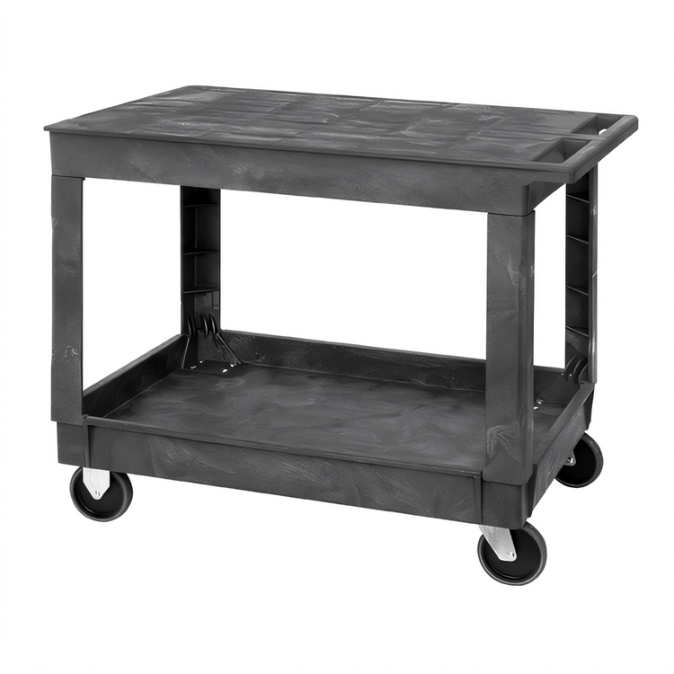 Product image #1 for Quantum Gray Polymer Flat-Top Utility Bus Cart, 2 Shelves, 40 x 26 x 32-1/2 Inches