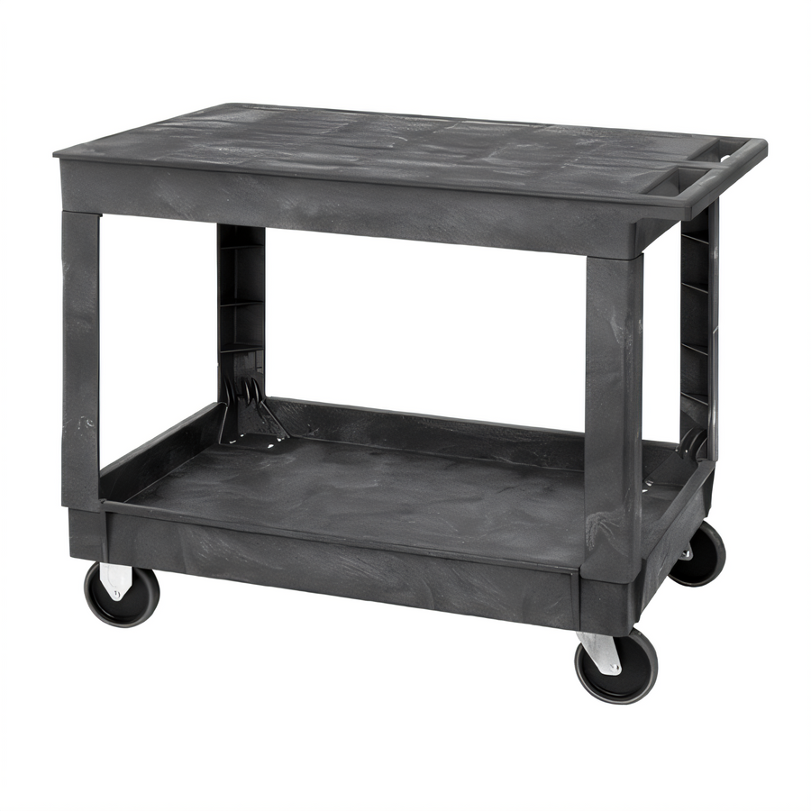 Product image #1 for Quantum Gray Polymer Flat-Top Utility Bus Cart, 2 Shelves, 40 x 26 x 32-1/2 Inches