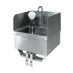 Thumbnail image #1 for Klinger's Trading SPKNEE-SPKVHS-1000 Wall-Mounted Stainless Steel Hand Wash Sink with Knee Pedal Valves, Faucet, Soap Dispenser & Side Splashes