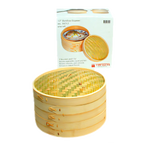Thumbnail image #1 for Town Equipment 34212/CS 12-Inch Bamboo Dim Sum Steamer Set with 2 Steamers and Cover