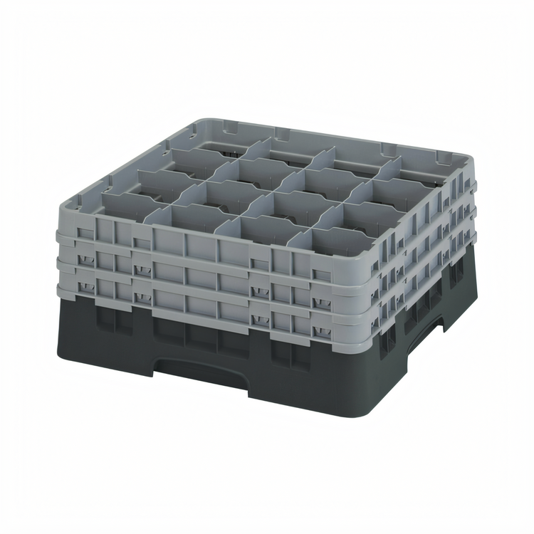 Product image #2 for Cambro Camrack® Full Size 16-Compartment Glass Rack with 3 Extenders, Black