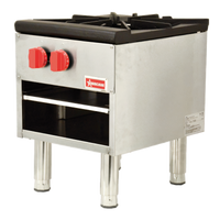 Omcan USA Stainless Steel Single Gas Stock Pot Range, 18-Inch W x 21-Inch D, 100,000 BTU, Natural Gas with Propane Kit