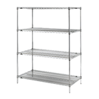 Thumbnail image #1 for Metro Super Erecta N576C Stationary Chrome Wire Shelving Starter Unit, 72"W x 24"D x 63"H, 4 Shelves