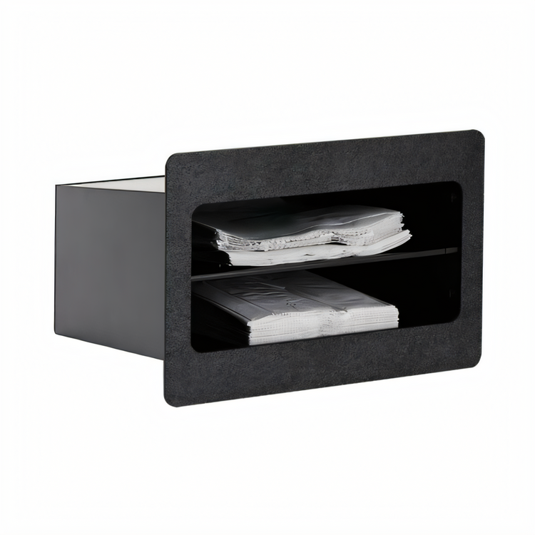 Product image #1 for Dispense-Rite Built-In Flush Mount 2-Compartment Bag Organizer, Black Polystyrene