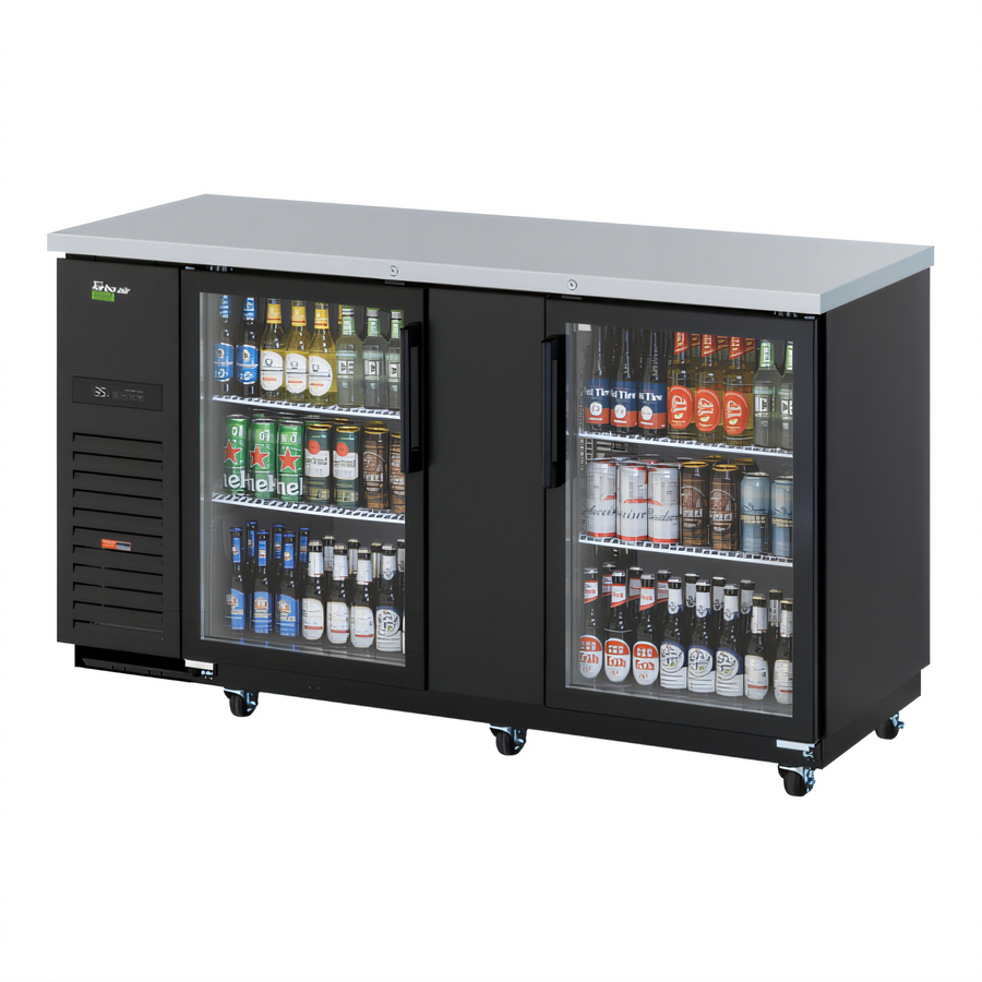 Product image #1 for Turbo Air Super Deluxe Two-Section Glass Door Back Bar Cooler, 23 Cu. Ft., Self-Contained