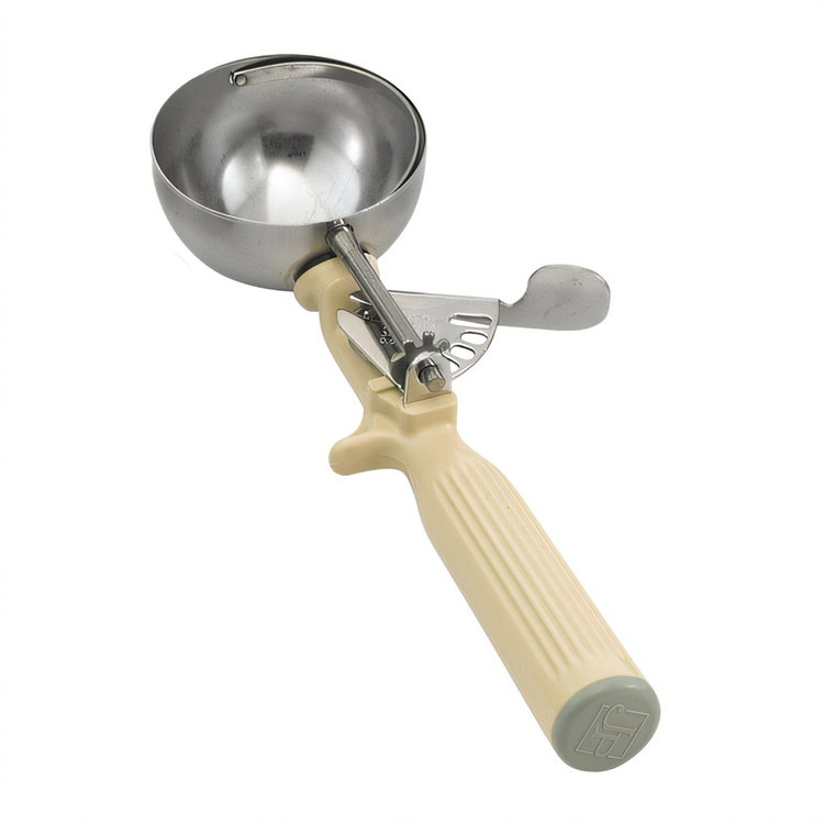 Product image #1 for Vollrath Jacob's Pride One-Piece Color-Coded Round Bowl Thumb Disher, Size 10, Ivory, 3-1/4 oz