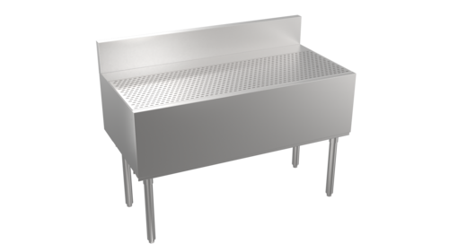 Product image #1 for Krowne Stadium Series 48-Inch Freestanding Stainless Steel Underbar Drainboard with 1-Inch Drain and 5-Inch Backsplash Return