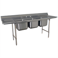Advance Tabco Special Value Regaline 3-Compartment Sink with Dual Drainboards, 91-Inch Long, 18-Gauge 304 Stainless Steel