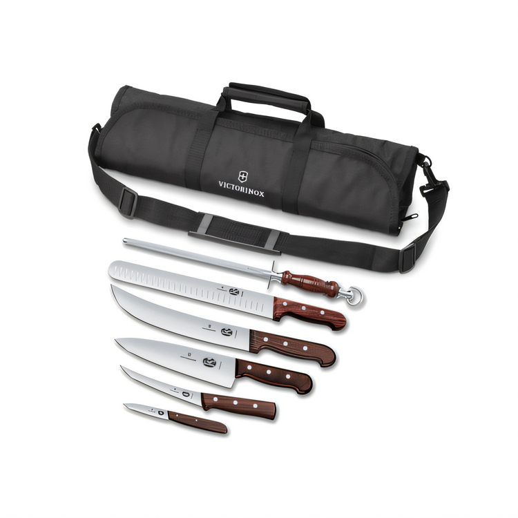 Product image #1 for Victorinox Wood 7-Piece BBQ Knife Set with Roll Bag