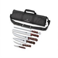 Victorinox Wood 7-Piece BBQ Knife Set with Roll Bag