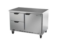 Beverage-Air 48-Inch Two-Section Worktop Refrigerator with 2 Drawers and 1 Door, Flat Top