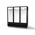 Thumbnail image #1 for Omcan USA Three-Section Reach-In Glass Door Merchandiser Refrigerator, 59.5 Cu. Ft., Bottom Mount Self-Contained, Stainless Steel/Black