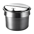 Thumbnail image #1 for Wells (Middleby) 21057 11 Qt Round Bain Marie Inset with Hinged Lid, Fits 10-1/2" Opening, No Handles