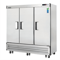 Everest Refrigeration Three-Section Reach-In Refrigerator, 71 Cu. Ft., 74-3/4 Inches Wide, Bottom-Mounted Self-Contained, Solid Doors