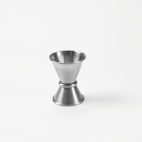 American Metalcraft 1/2 oz. x 3/4 oz. Stainless Steel Jigger with Rolled Edge, Satin Finish
