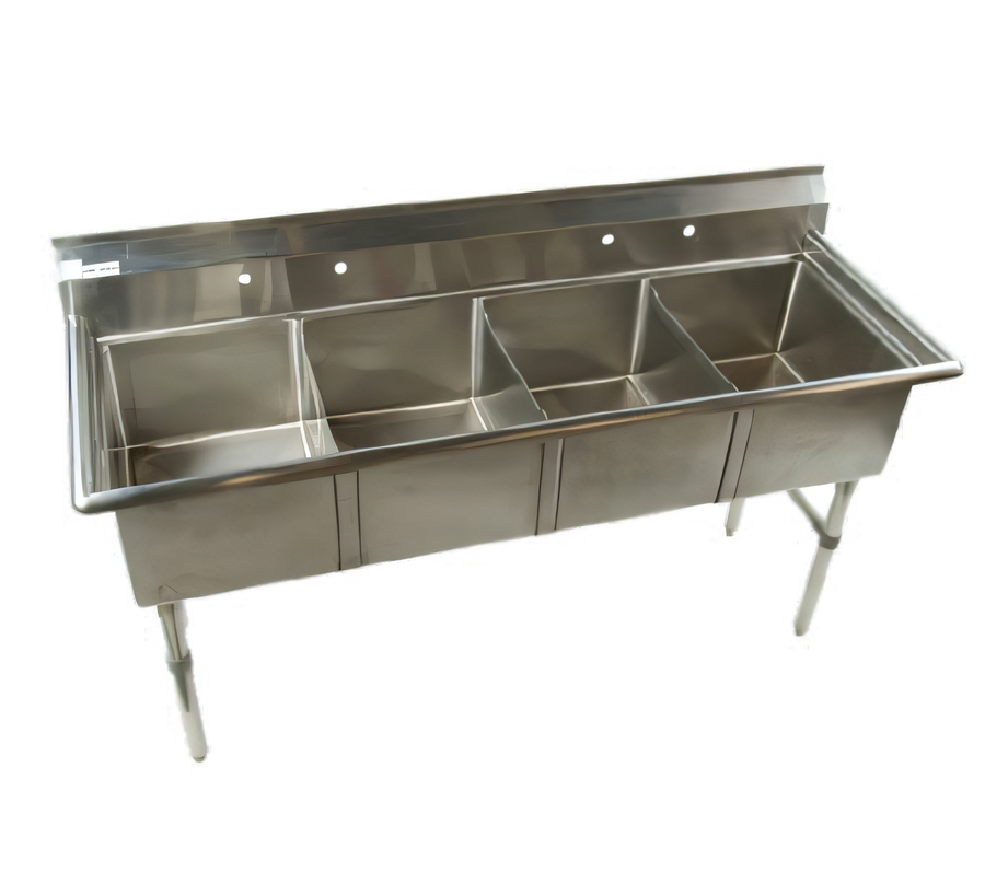 Product image #1 for Klinger's Trading Economy 4-Compartment Stainless Steel Sink Without Drainboards