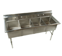 Klinger's Trading Economy 4-Compartment Stainless Steel Sink Without Drainboards