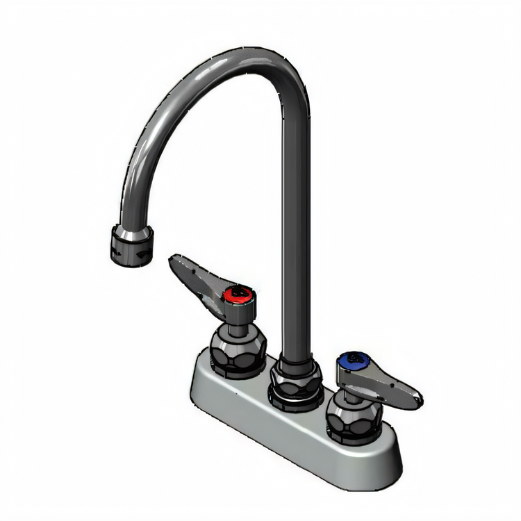 Product image #1 for T&S Brass 4-Inch Center Deck-Mount Workboard Mixing Faucet with 5-3/4-Inch Swivel Gooseneck