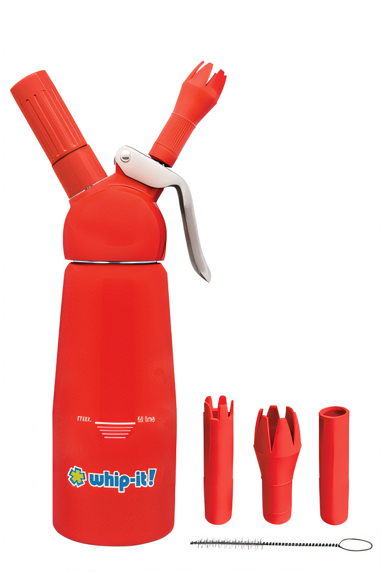 Product image #2 for Whip-It! Armor 1/3 Liter Red Aluminum Cream Dispenser with 3 Tips and Recipe Booklet